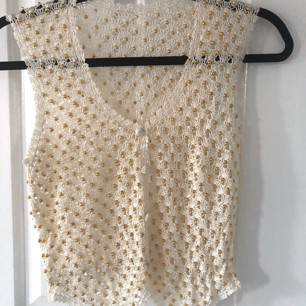 NEW Crocheted Beads Vest Jacket Bolero